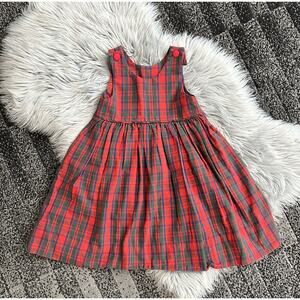 Vintage Judy Lynn Kids Girl's Size 6X Red Plaid Print‎ Sleeveless Dress Jumper